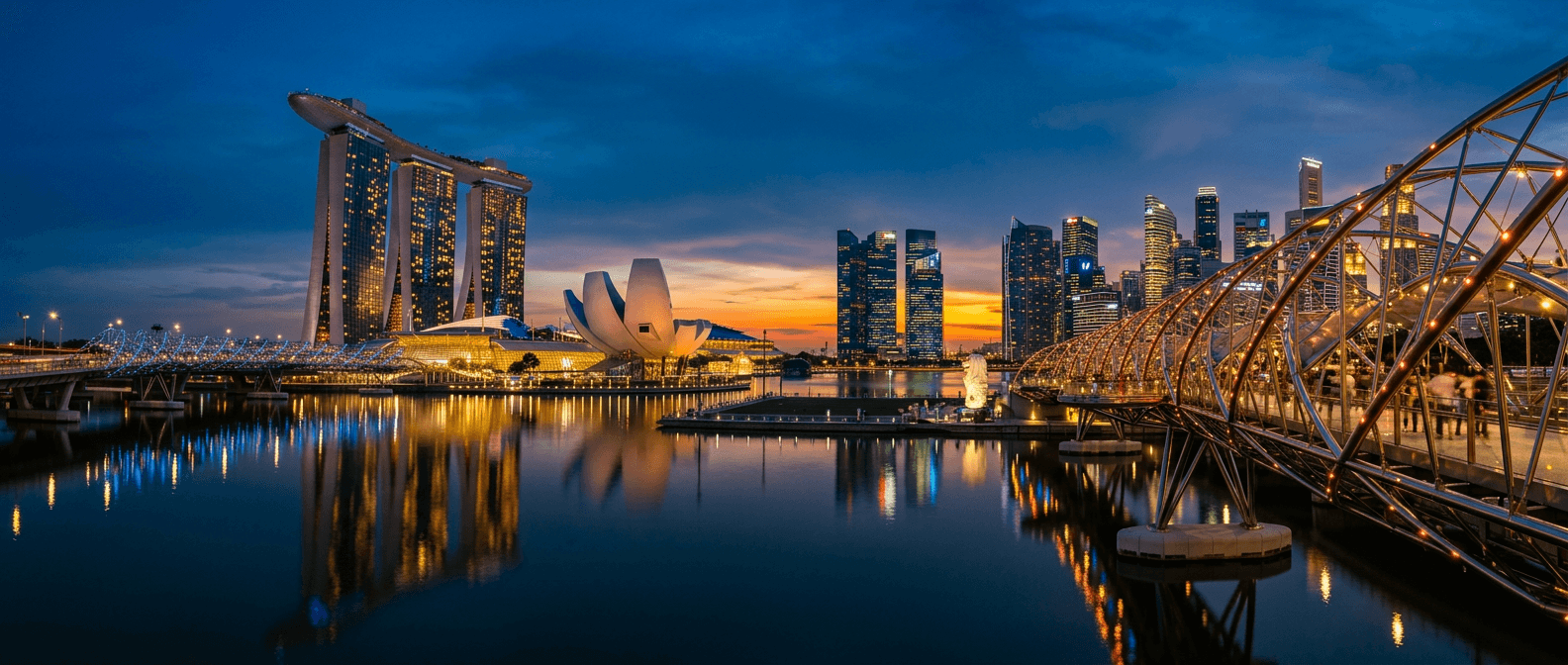 Marina Bay skyline at dusk